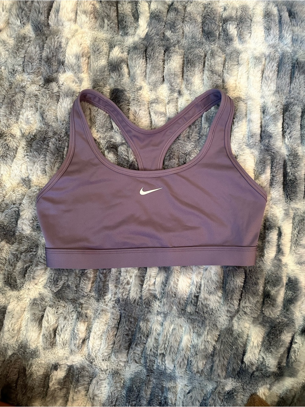 Nike Purple Racerback Sports Bra with White Swoosh